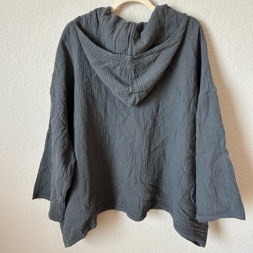 Honest Cotton Oversized Gauze Hoodie in Charcoal Grey, One Size - Picture 3 of 8